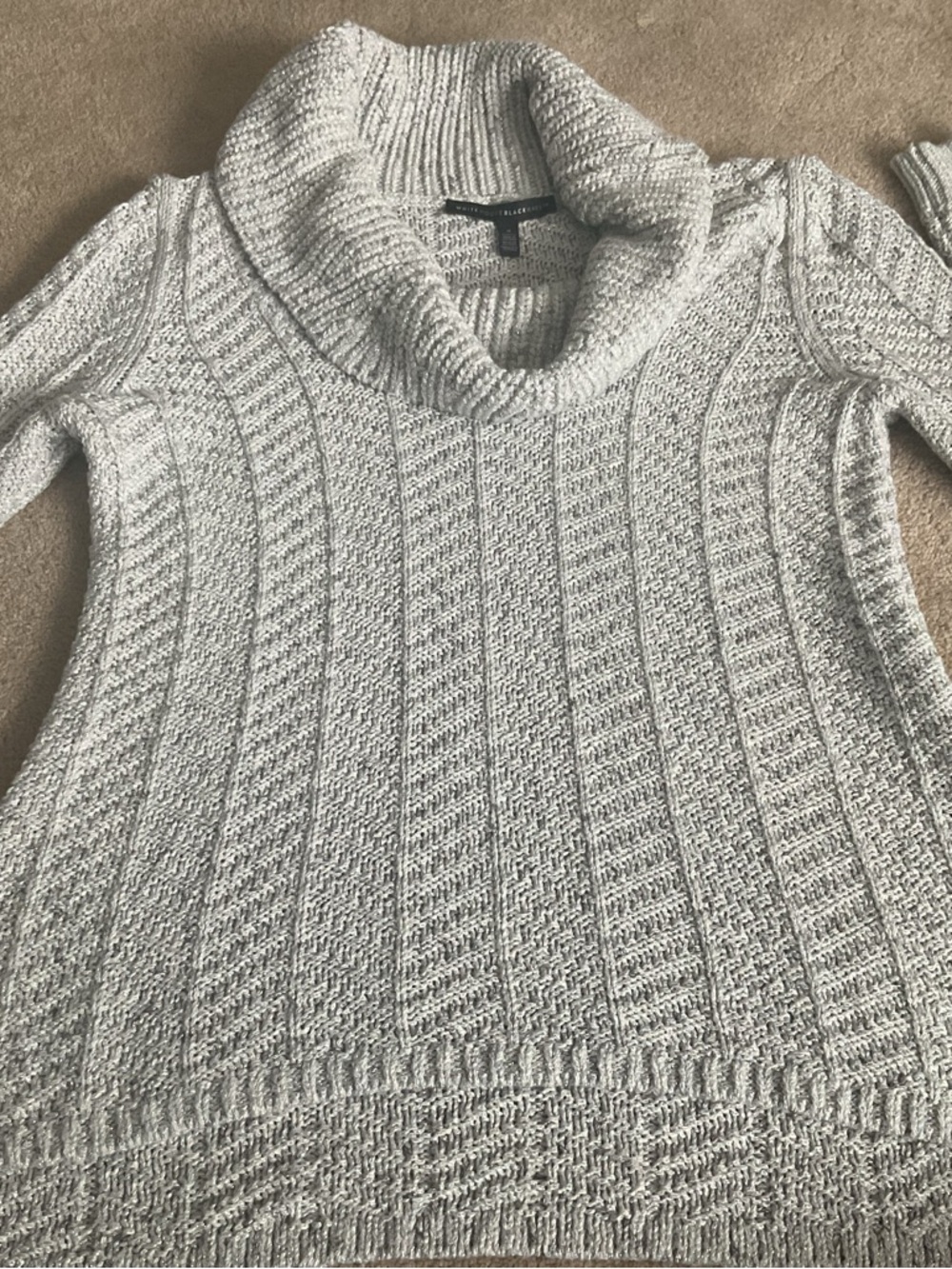 White House Black Market Gray Cowl-Neck Sweater with Metallic